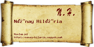 Nánay Hilária névjegykártya